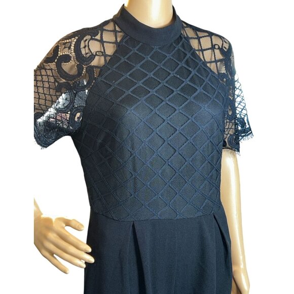 Womens Lattice Lace Wide Leg Jumpsuit Size M Black Money Mob Wife - Picture 4 of 15